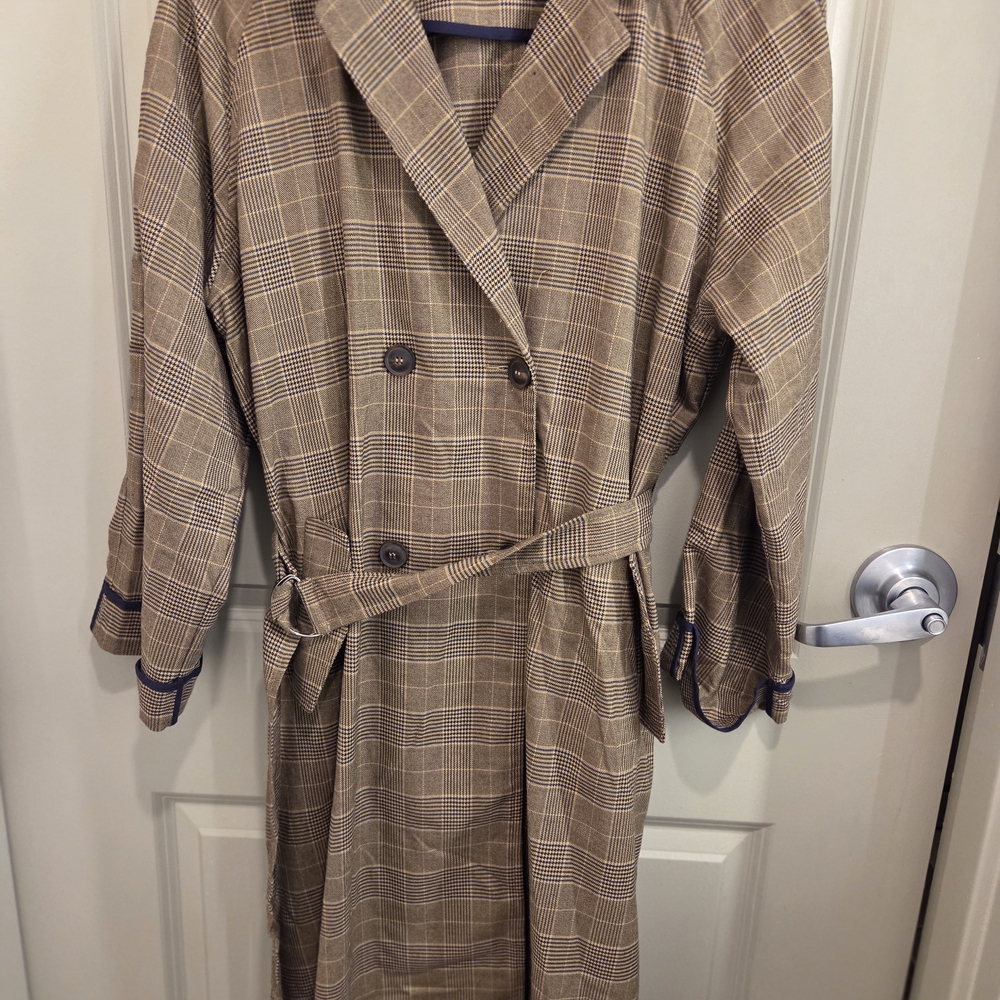 Dance & Marvel Brown Plaid Trench Coat